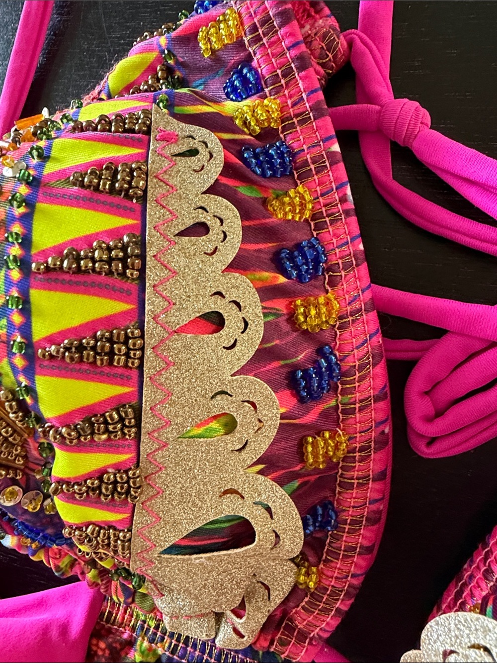 Embroidered  Pink Patterned One-Piece Swimsuit - Picture 3 of 4
